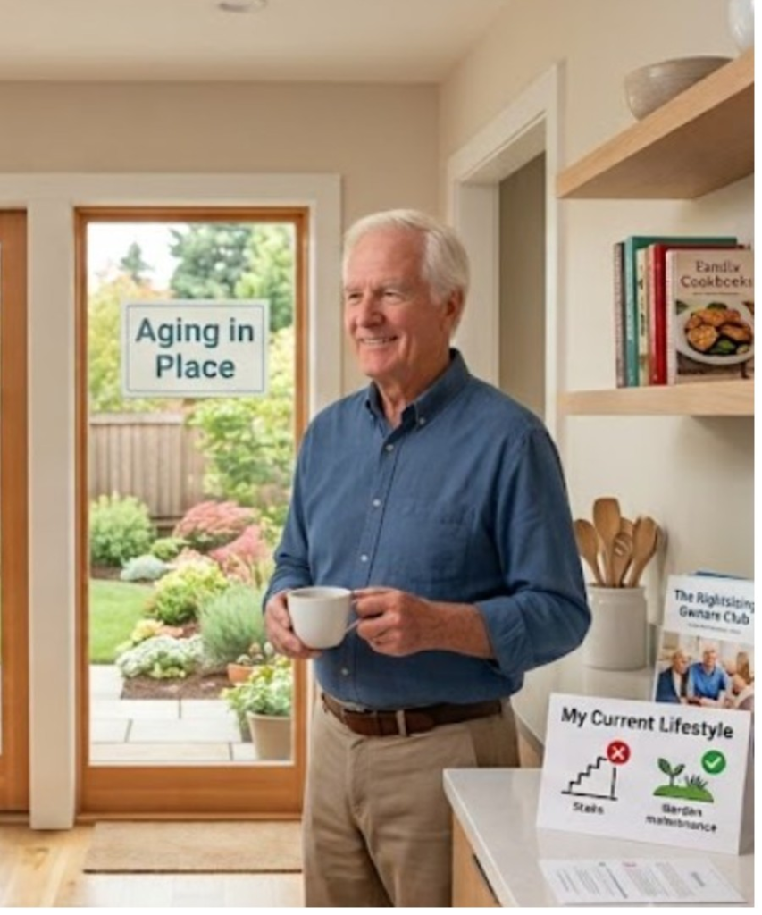 Downsizing a home to one with no stairs and convenience for older homeowners.